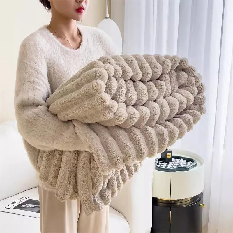 Ribbed Plush Throw Extra Large